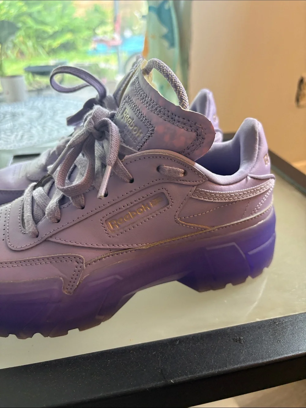 Reebok Cardi B  Women's Lavender Lilac Platform Sneakers